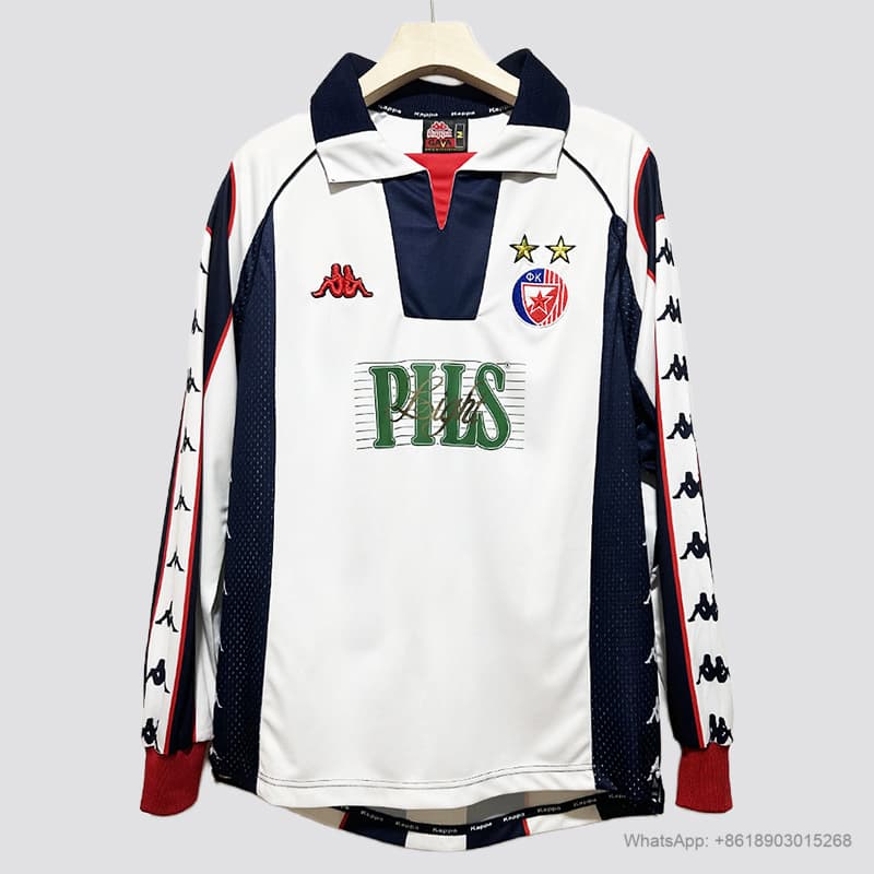 99/01 Red Star Belgrade away long sleeve retro soccer jersey size S-2XL