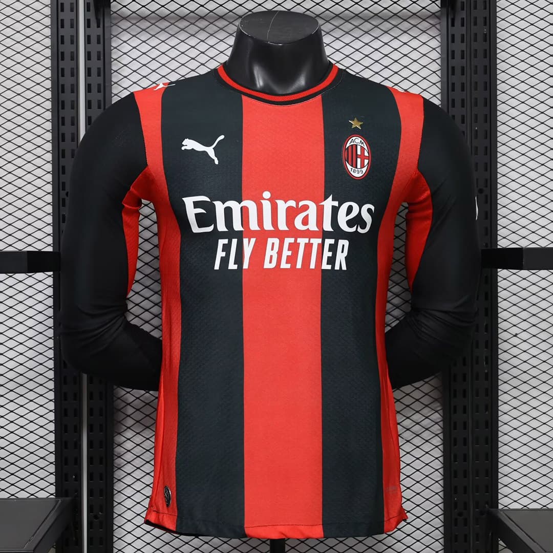 26/27 AC Milan Home Long Sleeve Player Version Soccer Jersey