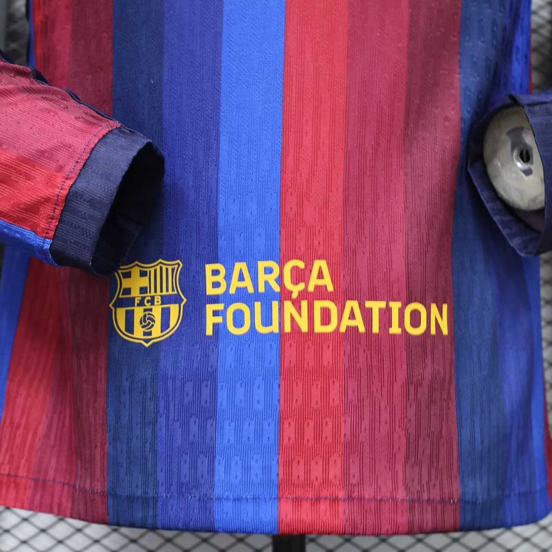 Zadnja strana: 26/27 Barcelona Home Long Sleeve Player Version Soccer Jersey